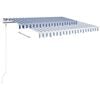 vidaXL Manual Retractable Awning with Posts 3x2.5 m Blue and White
