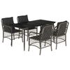 vidaXL 5 Piece Garden Dining Set with Cushions Grey Poly Rattan