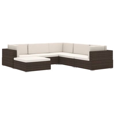 vidaXL Sectional Middle Seat 1 pc with Cushions Poly Rattan Brown
