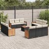 vidaXL 13 Piece Garden Sofa Set with Cushions Black Poly Rattan