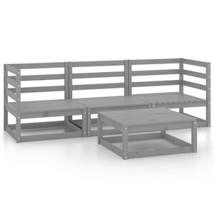 vidaXL 4 Piece Garden Lounge Set Grey Solid Wood Pine