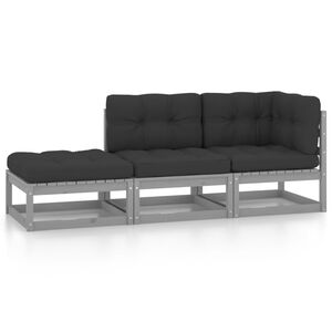 vidaXL 3 Piece Garden Lounge Set with Cushions Solid Pinewood