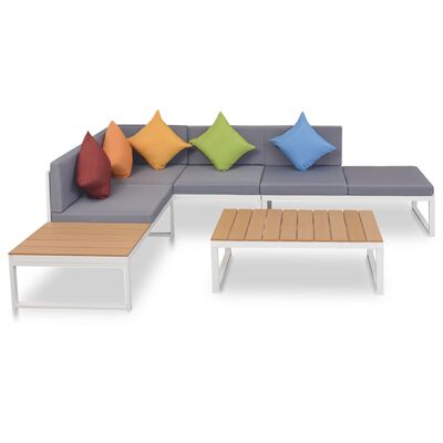 vidaXL 4 Piece Garden Lounge Set with Cushions Aluminium and WPC