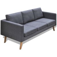 vidaXL Sofa 3-Seater Fabric Dark Grey