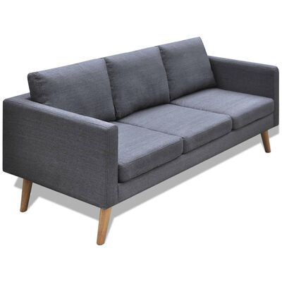 vidaXL Sofa 3-Seater Fabric Dark Grey