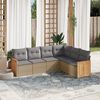 vidaXL 6 Piece Garden Sofa Set with Cushions Beige Poly Rattan