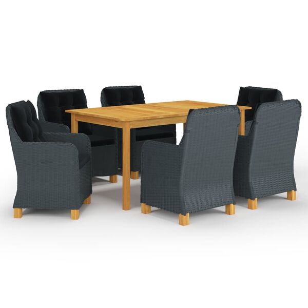 vidaXL 7 Piece Garden Dining Set Dark Grey