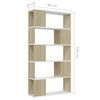vidaXL Book Cabinet Room Divider White and Sonoma Oak 80x24x155 cm Engineered Wood