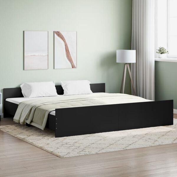 vidaXL Bed Frame without Mattress Black 180x200 cm Super King