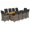 vidaXL 11 Piece Garden Bistro Set with Cushions Grey Poly Rattan