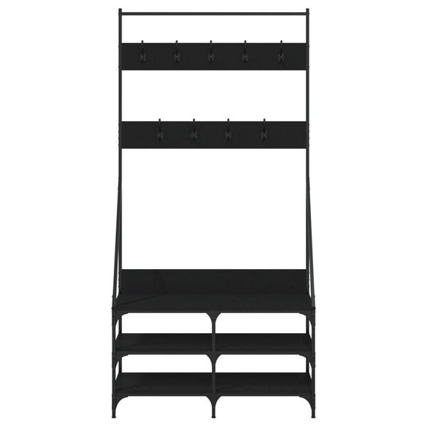 vidaXL Clothes Rack with Shoe Storage Black 90x34x184 cm