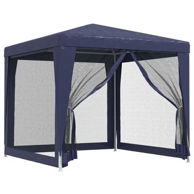 vidaXL Party Tent with 4 Mesh Sidewalls Blue 2.5x2.5 m HDPE