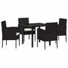 vidaXL Garden Dining Set 5 pcs Black Poly Rattan