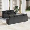 vidaXL Garden Sofa Set with Cushion 8 pcs Black Poly Rattan