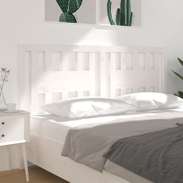 vidaXL Headboard White 141x4x100 cm Solid Wood Pine