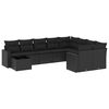 vidaXL 10 Piece Garden Sofa Set with Cushions Black Poly Rattan