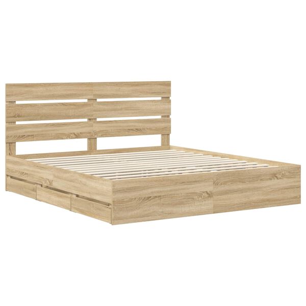 vidaXL Bed Frame with Drawer Sonoma Oak 180 x 200 cm Engineer Wood