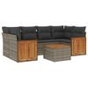 vidaXL 7 Piece Garden Sofa Set with Cushions Grey Poly Rattan