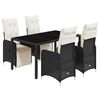 vidaXL 5 Piece Garden Bistro Set with Cushions Black Poly Rattan