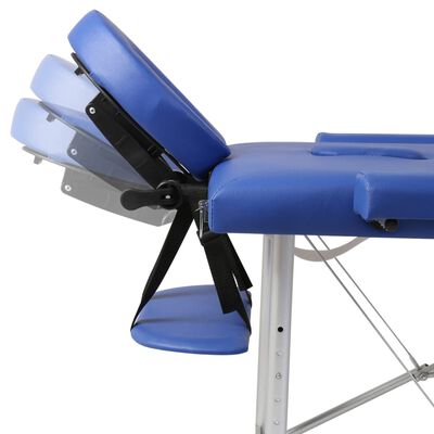 vidaXL Blue Foldable Massage Table 2 Zones with Aluminium Frame