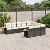 vidaXL 10 Piece Garden Sofa Set with Cushions Black Poly Rattan