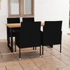 vidaXL 5 Piece Garden Dining Set with Cushions Poly Rattan Black