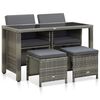 vidaXL 5 Piece Outdoor Dining Set with Cushions Poly Rattan Grey