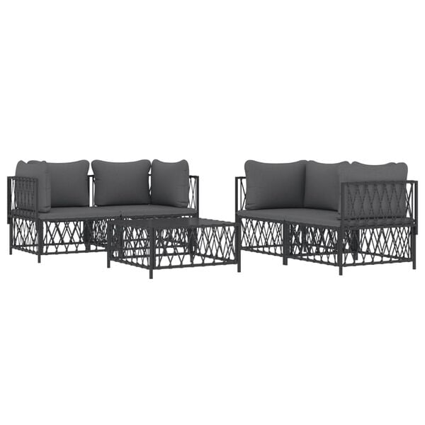 vidaXL 5 Piece Garden Lounge Set with Cushions Anthracite Steel
