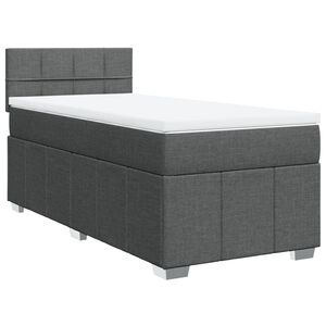 vidaXL Box Spring Bed with Mattress Dark Grey King Single Fabric