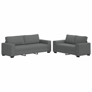 vidaXL 2 Piece Sofa Set with Cushions Dark Grey Fabric