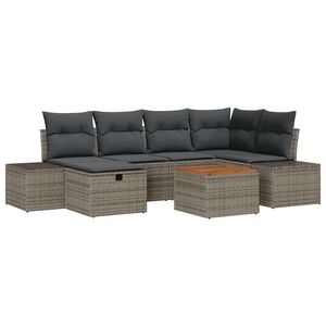 vidaXL Garden Sofa Set 7 pcs Grey Poly rattan