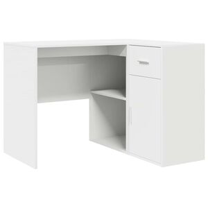 vidaXL Corner Desk with Drawer White 102 x 88 x 75 cm