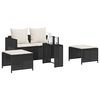 vidaXL 5 Piece Garden Sofa Set with Cushions Stackable Black Poly Rattan