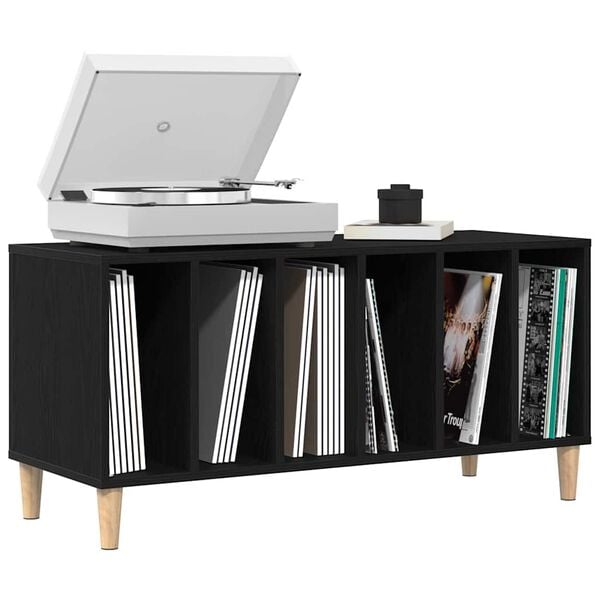 vidaXL Record Cabinet Black Oak 100 x 38 x 48 cm Engineered Wood