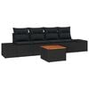 vidaXL Garden Sofa Set 5 pcs Black Poly Rattan