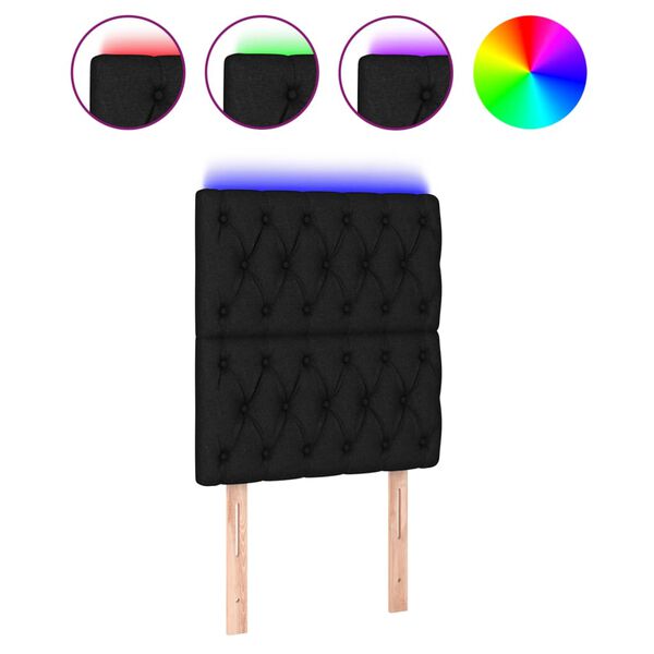 vidaXL LED Headboard Black 80 cm Fabric