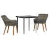 vidaXL Garden Dining Set 3 pcs Grey Poly Rattan
