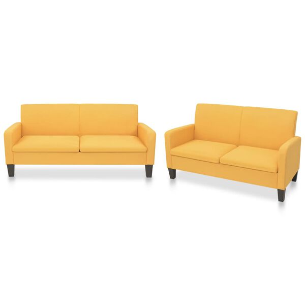 vidaXL 2 Piece Sofa Set Fabric Yellow