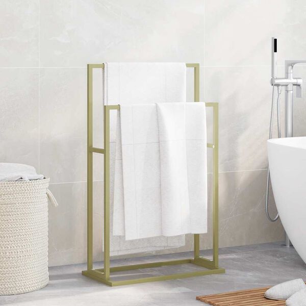 vidaXL Freestanding Towel Rack Gold 48x24x78.5 cm Iron