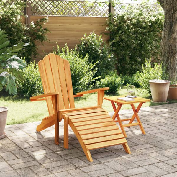 vidaXL Garden Adirondack Chair with Footrest Solid Wood Teak