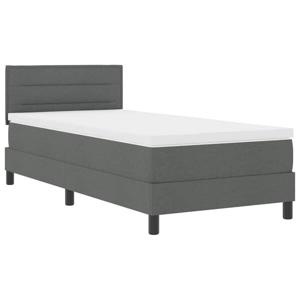 vidaXL Box Spring Bed Dark Grey and White 107 x 203 cm Fabric