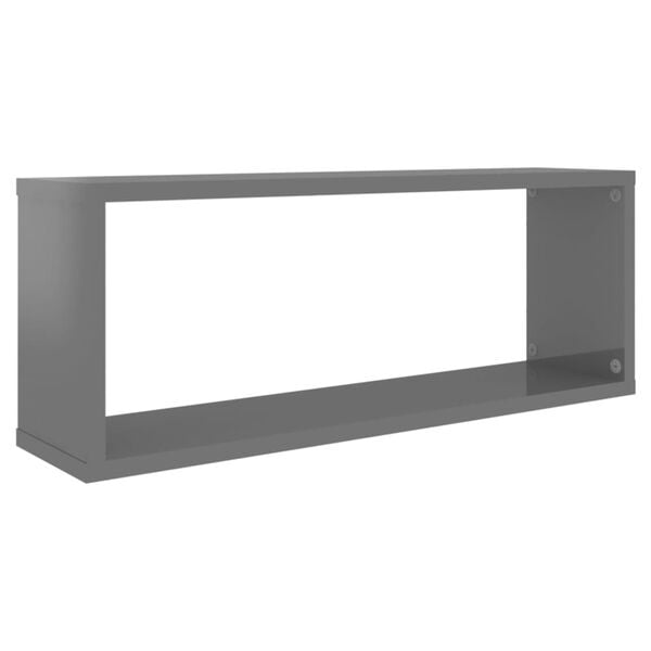 vidaXL Wall Cube Shelf 6 pcs High Gloss Grey 60x15x23 cm Engineered Wood