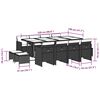 vidaXL 13 Piece Garden Dining Set with Cushions Black Poly Rattan
