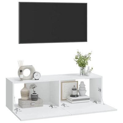 vidaXL Wall TV Cabinets 2 pcs White 100x30x30 cm Engineered Wood