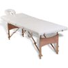 vidaXL Cream White Foldable Massage Table 4 Zones with Wooden Frame