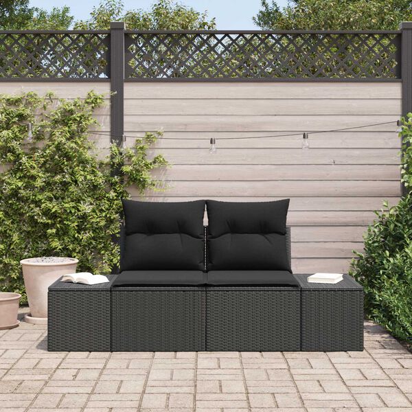 vidaXL Garden Sofa Black 123 x 62 x 69cm Poly Rattan