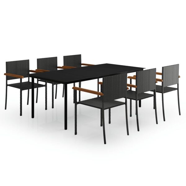vidaXL 7 Piece Garden Dining Set Black