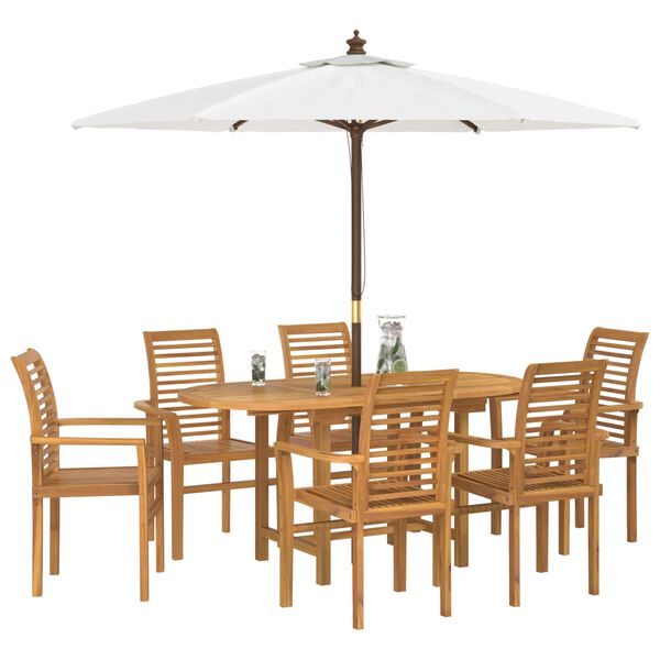 vidaXL Garden Dining Set 7 pcs Brown Solid Teak Wood