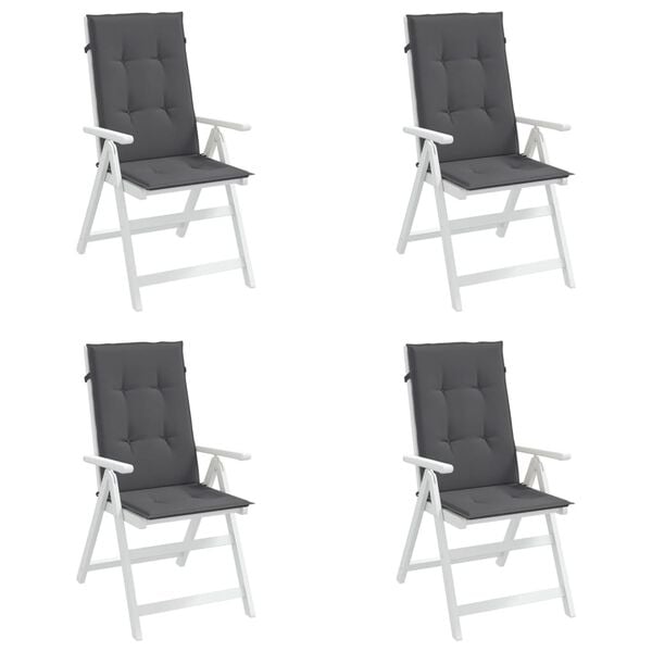 vidaXL Garden Highback Chair Cushions 4 pcs Anthracite 120x50x3 cm Fabric