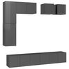 vidaXL 8 Piece TV Cabinet Set High Gloss Grey Engineered Wood